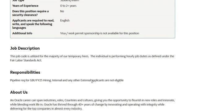 Oracle is hiring for Intern смотреть онлайн