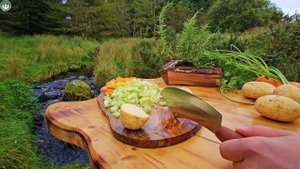Beef Stew for cold winter evenings served in BREAD bowl (ASMR, BEEF, CAMPING)