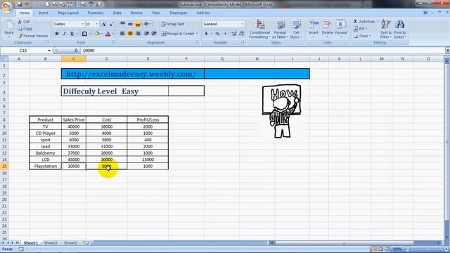 How To Do Subtraction in Excel