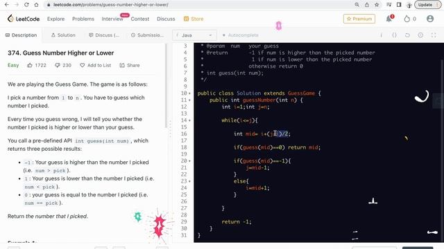 Guess Number Higher or Lower: LeetCode 374 Java [NEW]