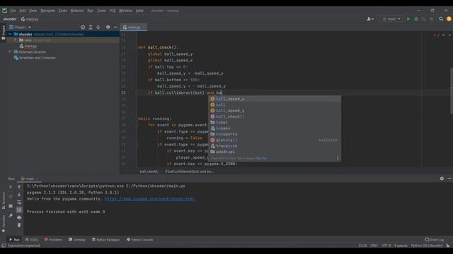 ИГРА PONG на PYGAME. ИСКУСТВЕННЫЙ ИНТЕЛЛЕКТ БОТА и ОТСКОКИ МЯЧА. PYTHON.