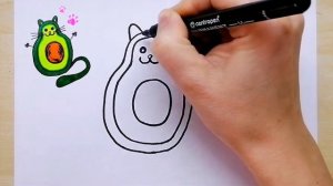 how to draw an avocado cat