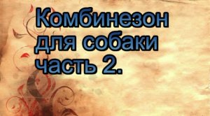 Комбинезон для собаки.Построение выкройки . 2часть