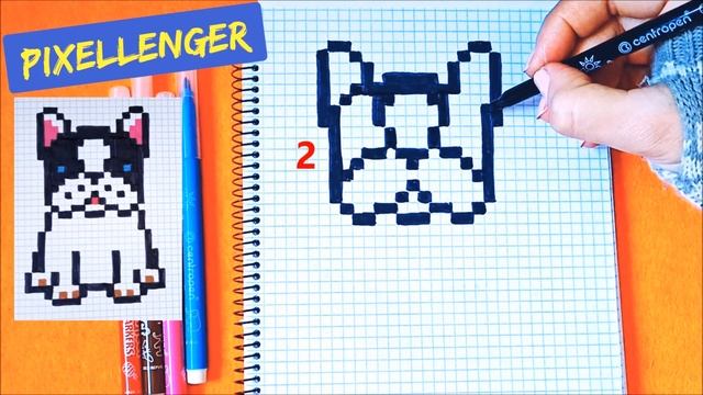 Как рисовать по клеточкам Собаку Щенка Бульдога ? Простые рисунки How to Draw Dog Puppy Pixel Art