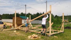 Каркас мастерской (Каркас сарая). Обвязка и две стены. Своими руками. Часть 2.