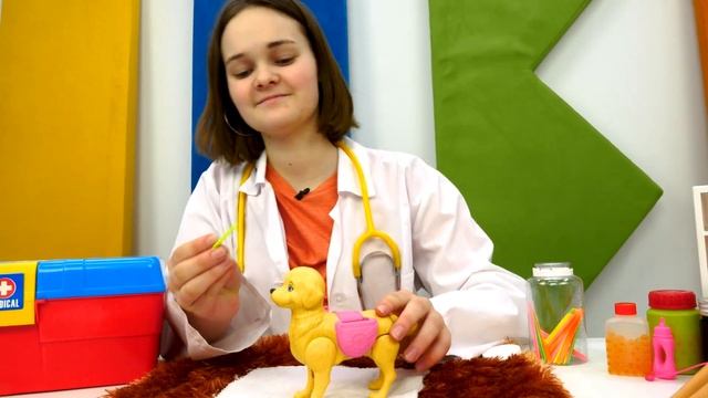 Видео куклы Барби. Лечим собачку Таффи! Лучшая Подружка - ветеринар! Игры доктор для девочек