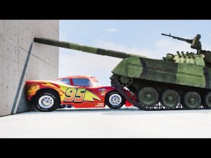 Lightning Mcqueen vs TANK vs Wall in BeamNG drive