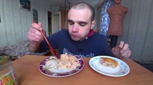 МУКБАНГ/АСМР РИС-ПШЕНКА/КОТЛЕТА КУРИНАЯ/РАССТЕГАЙ С ГОРБУШЕЙ/СОУС/ОБЖОР/УЖИН/EATING/ASMR/Mukbang#349