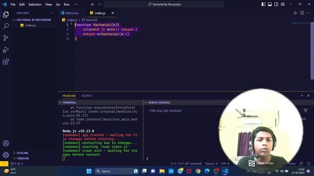 Javascript: Factorial Using Recursion Within 3 minutes??