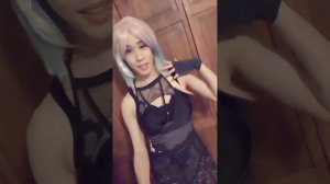 Asian Crossdresser models 2B Swimsuit