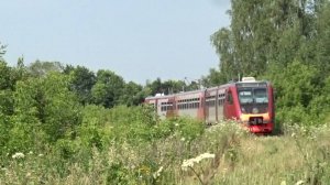 Рельсовый автобус РА2-043 следует по перегону Кожевенное - Окская, Нижегородская область