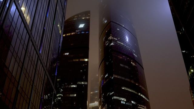 Небоскребы Москва Сити ночью. Видео футаж для монтажа 4К. Free footage
