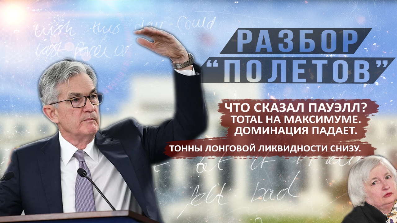 TOTAL на максимуме. Доминация падает. Тонны лонговой ликвидности внизу.