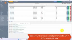 Batch rewrite articles in minutes using SpinnerChief's API in SEO Content Machine