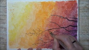 #art #watercolor Очень простой пейзаж (рисуем акварелью) Осень в акварели (2019)
