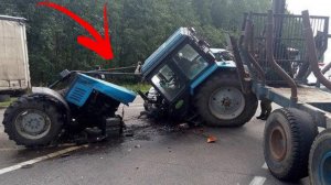 Неудачные и необычные случаи с тракторами и строительной техникой. №2