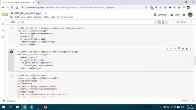 Vector Space Model Implimentation in python
