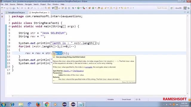 Reverse of a string Java program by Rameshsoft||Rameshsoft смотреть онлайн