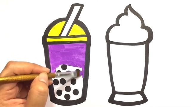 How to draw bubble tea and ice cream | Kак нарисовать пузырьковый чай и мороженое