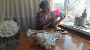 DIY Ростовые цветы. Огромный белый одуванчик из изолона. Часть 1. White dandelion of isolone