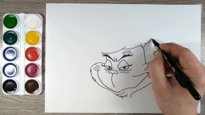 Как нарисовать Гринча. Персонаж мультфильма "Как Гринч украл Рождество!"
