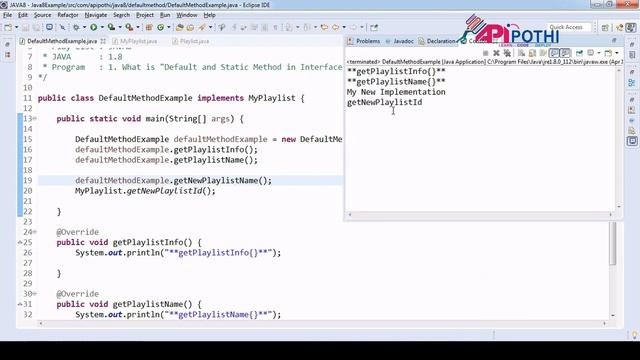 1.What is "Default & Static Method in Interface" in JAVA8 || APIPOTHI || DefaultStaticMethod