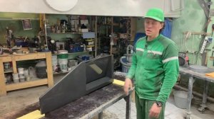 Нестандартная форма столешницы из бетона. Раковира из бетона