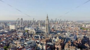 Antwerp, Belgium. Cathedral of Our Lady of Antwerp. (Onze-Lieve-Vrouwekathedraal Antwerpen), Aerial