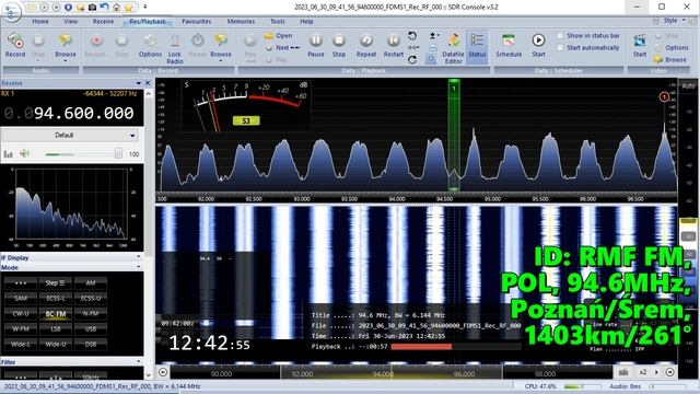 30.06.2023 09:42UTC, [Es], RMF FM, Польша, 94.6МГц, 1403км