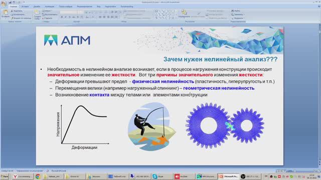 Решение нелинейных задач структурного анализа в программном комплексе APM