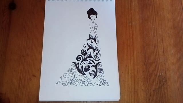 Рисунок Девушка силуэт Декор Drawing a girl смотреть онлайн