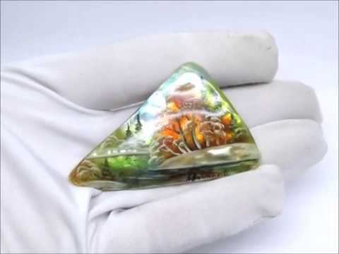 Брошь авторская "Осенний пейзаж" ручная роспись 2072
