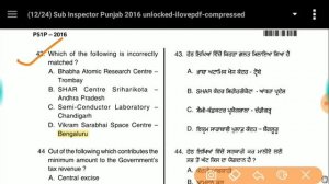 Punjab Police Sub Inspector Previous Year Solved Question Paper || Syllabus || Exam Pattern || Note