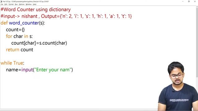 Word Counter Program In Dictionary | Python Course In Hindi | Tutorial 127
