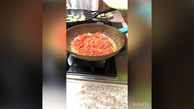 Рататуй с моцареллой на сковородке / Постное блюдо