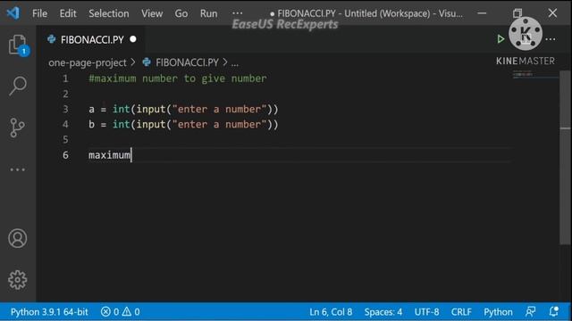 Simple and 2 line coding program ! Maximum Number in Python