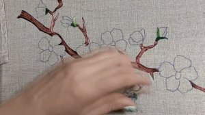 Как вышивать гладью:Ветка сакуры/How to embroider with a smooth surface:Sakura Branch