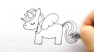Как нарисовать единорога. Рисуем милую пони единорога. Unicorn easy draw. Простые рисунки #210