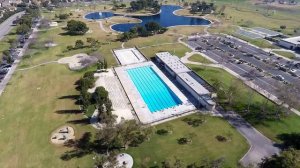 Orbit around Cerritos Regional Park pool