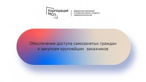 Семинар Корпорации МСП / Участие самозанятых граждан в закупках по 223-ФЗ (25.11.2021)