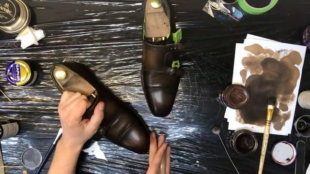 Восстановление пары туфлей монков Berluti?| Покраска и реставрация кожи