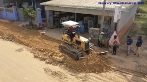 Small Site Work Preparing Village Road Mini KOMATSU D20P Bulldozer Pushing Soil
