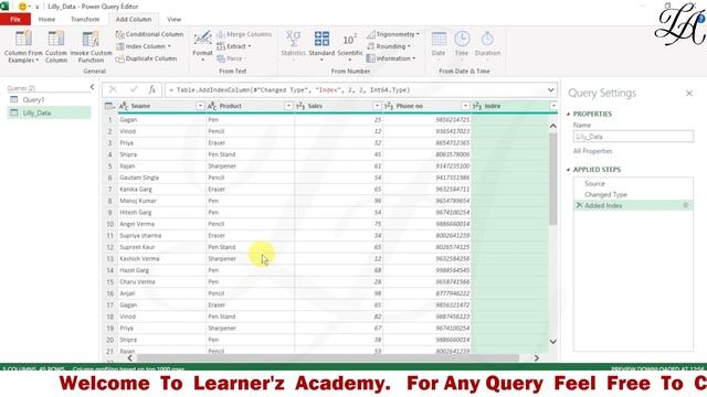Index Column in Power Query | Power Query | Filter Data Based on Rows | Filter
