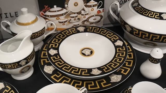 Сервиз Versace -черный-золото 57 предметов смотреть онлайн