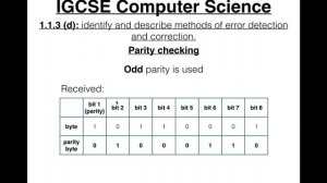 14 IGCSE Computer Science Tutorial  1 1 3 d – Parity Checking