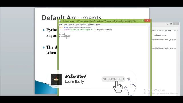 Default Arguments | Python Programming Language | EduTut | Learn Easily in Tamil