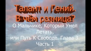 О Мальчике, Который Умел Летать, или Путь К Свободе. Глава 3. Часть 1. Талант и гений, в чём разница