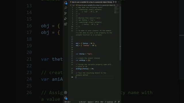 How to use a variable for a key in a JavaScript object literal?