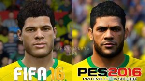 FIFA 16 vs PES 2016 - BRASIL NATIONAL TEAM FACE COMPARISON (1080p)