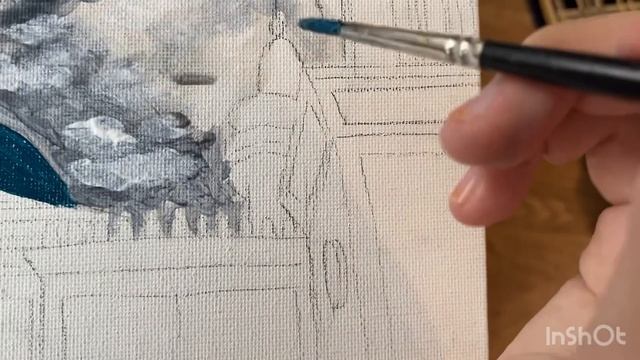 Рисую картину на холсте акрилом ❣️ Мечеть «Ирек»✨